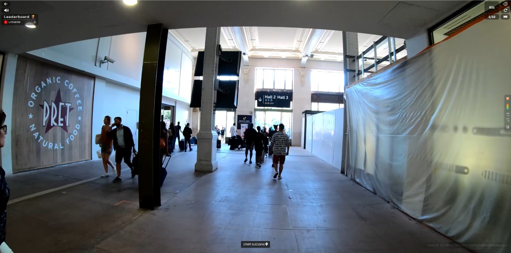 City Guesser: first-person video walking through a city