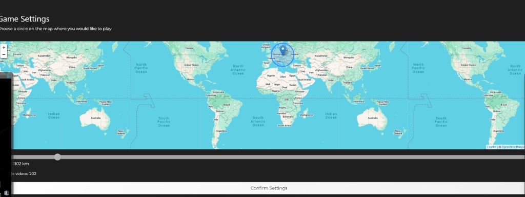 City Guesser settings: choose a play circle on the world map