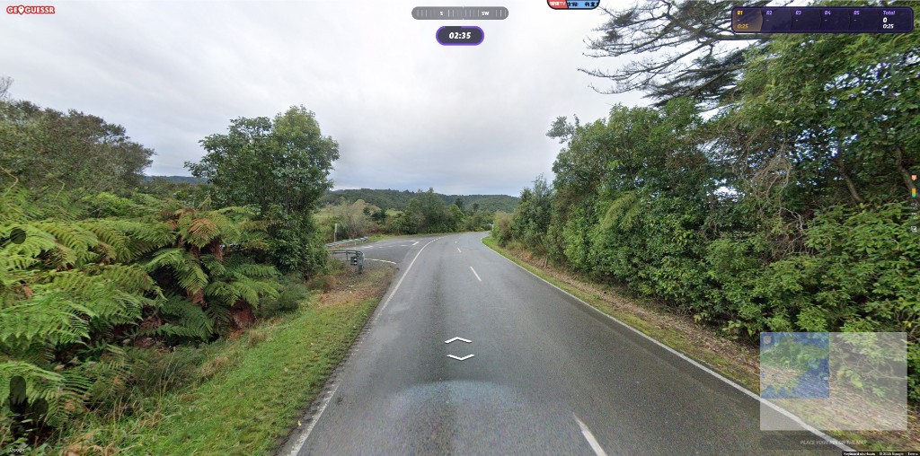 GeoGuessr gameplay with street view and mini-map